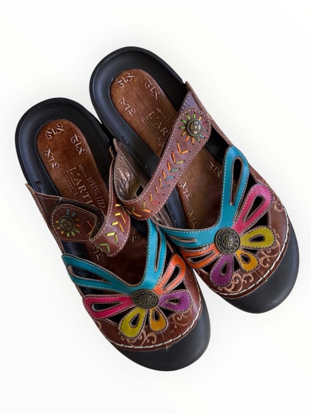 the L'Artiste by Spring Step Copa Clog in the "Brown Multi" Excellent Condition